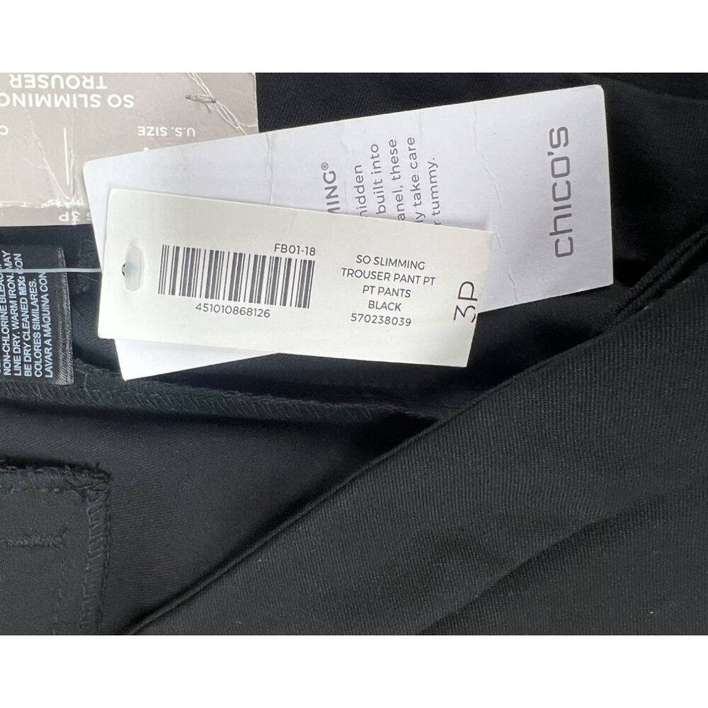 Chicos Womens So Slimming Black Trousers Mid-Rise Straight Fit Size 16P 3P - Picture 7 of 13